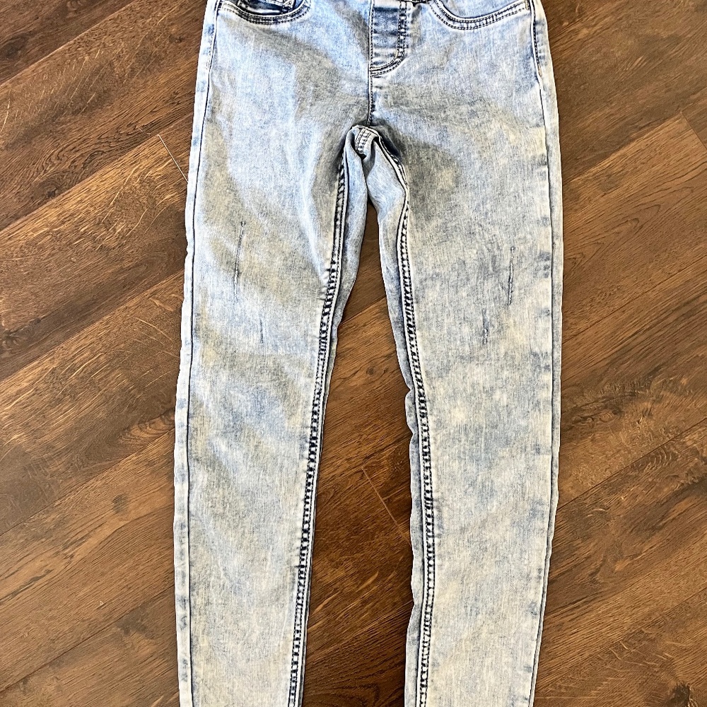 Justice Girls Acid Wash Denim Pull-On Jeggings: Size 10 Slim